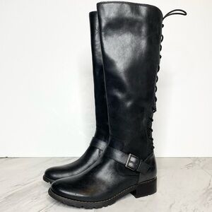 New! Sofft Kristie Leather Lace Up Tall Black Boot 6M